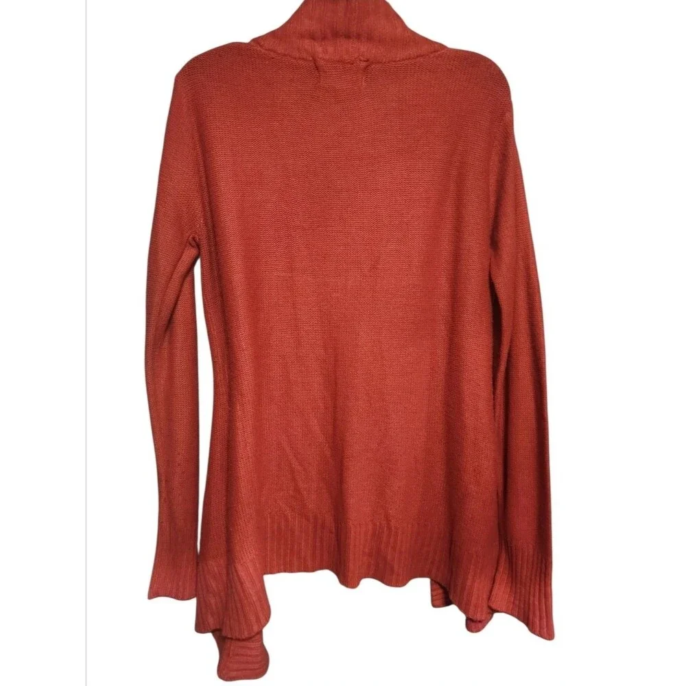 Ambiance Women’s Open Front Cardigan Sweater Size L Orange-Red Knit Long Sleeve - Picture 4 of 6